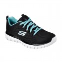 Tenis Skechers Gracefull Twisted Negro Turquesa Para Dama