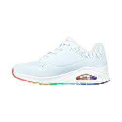 Tenis Casual Para Mujer Skechers Uno-Rainbowpeaks En Color Blanco