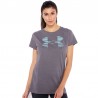 Blusa Under Armour Dama Big Gris Logo celeste